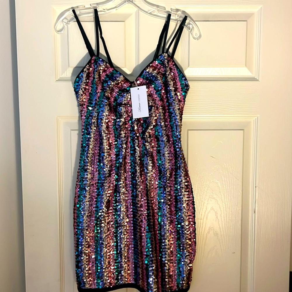 NWT Lovers + Friends City Lights sequined mini dress